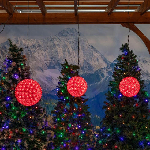 7.5in 100 5ft 12ft Commercial Novelty Lights Light Starlight Sphere, Red, Large Ornament Ball Light, Hanging Cord