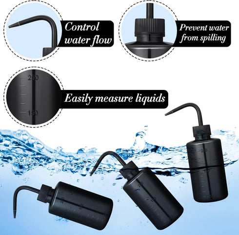 9 Pcs 250 ml Tattoo Wash Bottle, Lab Squeeze Bottles with Narrow Mouth Scale Labels for Eyelash Extensions and Watering