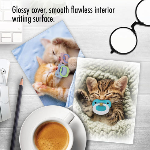 The Best Card Company 20 Cat Greeting Cards (4 x 5.12 Inch) - Assorted Designs (10 Designs, 2 Each) - Cat Pacifiers