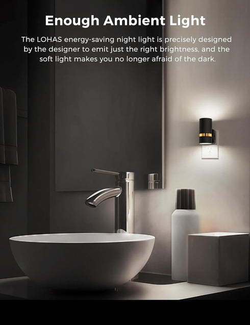 5000K, Dimmable 0-100LM, 2 Pack L LOHAS LED Night Lights Plug into Wall, Dusk to Dawn, Daylight White Night Light