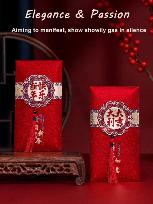 Chinese New Year Red Envelopes 2025, 6Pcs Money Red Pocket for Year of Snake with Gold Foil Patterns
