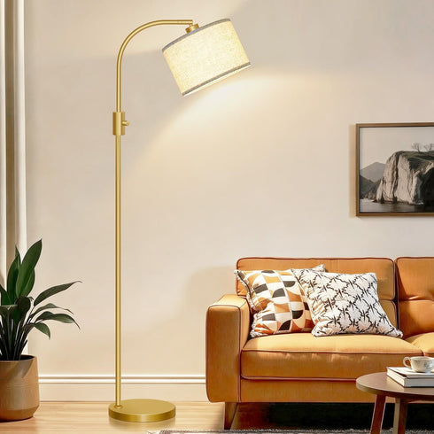 Dimmable 1200 Bulb Nintiue Upgraded Modern Arc Tall Standing Floor Lamp with Linen Shade, Lumens LED Included