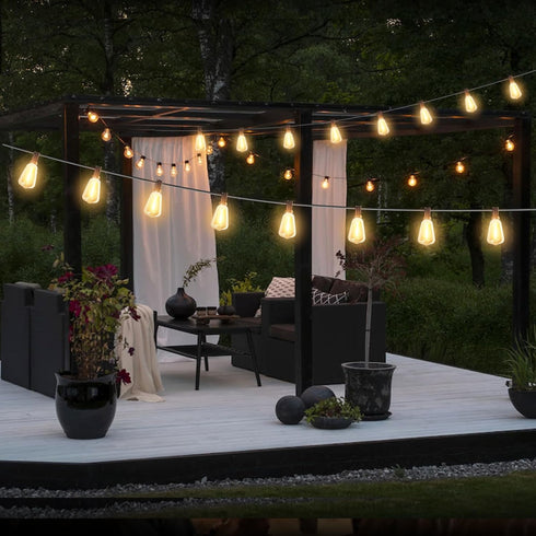 SOLROS STUDIO 10FT ST38 Bulb, Outdoor String Lights - LED Waterproof Patio Lights with Shatterproof Edison Plastic