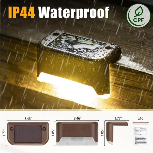16 Pack, SOLPEX Solar Deck Lights Outdoor Solar Step Lights Waterproof Led Solar lights for Outdoor Stairs, Step