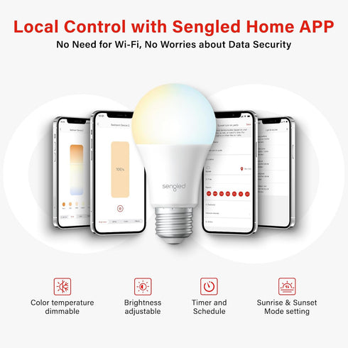 Sengled Bulbs Bulbs 2700K-6500K Dimmable, Bulbs 60W (4P Dual Mode Smart Light with Remote & App Control, LED Remote