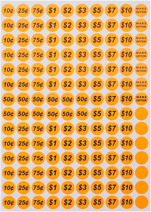 ONUPGO Garage Sale Stickers, 3/4" Round Label Yard Sale Price Stickers, Bright Neon Colors with Blank Label (2240 Pcs)