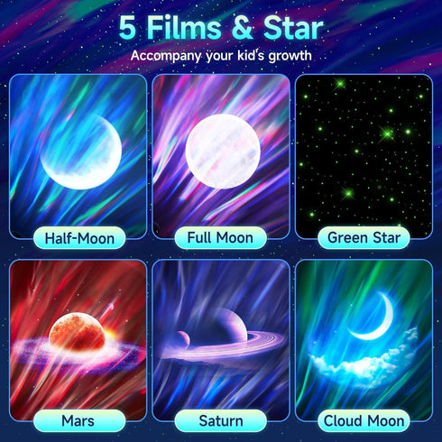 300+ 15 Northern Lights Projector Galaxy Projector with Light Effects Sound Machine, LED Star Projector Aurora Light