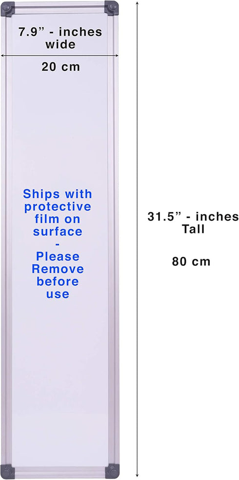 The Original Maven Slim 7.9” x 31.5” Mini Portable Magnetic Dry Erase Whiteboard, Small Office Wall Frame