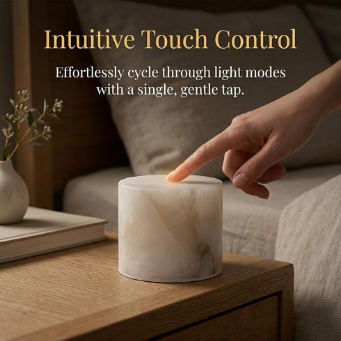 3 Aimery Natural Spanish Marble Night Light, Tap Control LED Stone Lamp, Color Changing Warm Neutral White Light