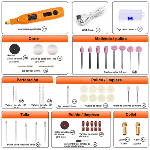GOXAWEE Mini Cordless Rotary Tool Kit, 105pcs Accessories, USB Charging 5-Speed 18000rpm Tool for DIY Crafting
