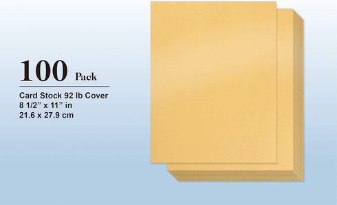 Gold Shimmer Paper, 100-Pack Metallic Cardstock, 92 lb Cover, Double Sided, 8.5 x 11 Inches, Perfect for Weddings