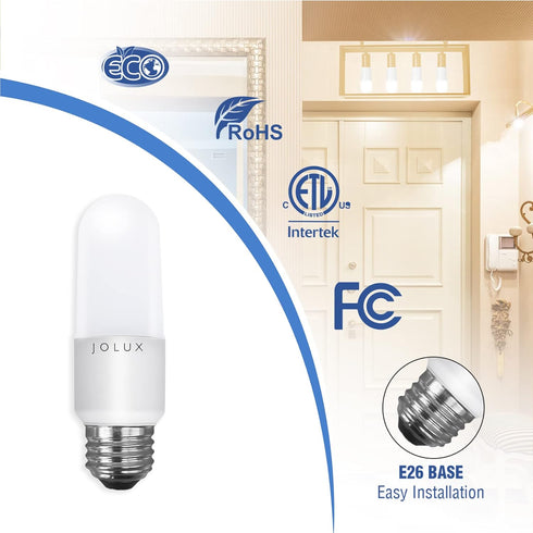 LED Stick Light Bulbs, 60W Equivalent, 5000K Daylight, 800 Lumen, E26 Base, Non-Dimmable, 6 Count