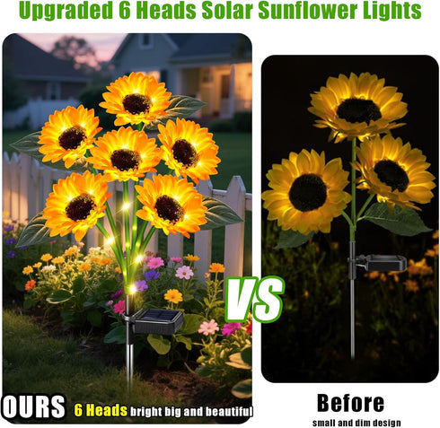 4 Pack 24 ostritec Sunflower Solar Lights Outdoor Decor, Solar Garden Decor Waterproof Solar Sunflower Outdoor Lights