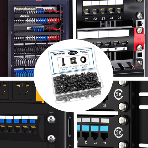 Sunxeke 45 Pack M6 16mm x Rack Mount Screws,Cage Nuts for Rack Mount Server Shelves,Routers,Rack Mount Server