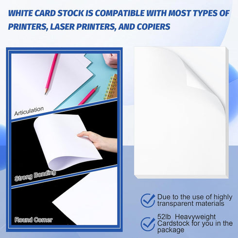 Gersoniel 100 Pcs Printer Paper, 11 x 17 Inch Copy Paper, 52 lb Glossy Heavy Cardstock for Presentation Office Supplies