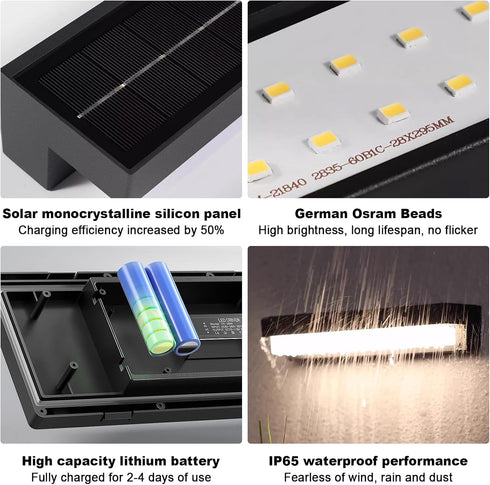 Boajuna 3 Outdoor Solar Wall lamp, Dusk to Dawn Motion Sensor Lantern with Lighting Modes, Wireless Exterior Solar