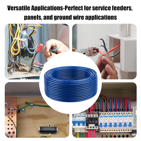 12 50FT 600V AWG THHN Stranded Bare Copper Wire Grounding Wire, Electrical Wire, Rated Building Wire, Ideal for Panel