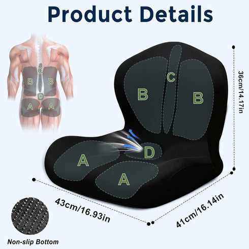 BANKQF Seat Cushion for Office Chair and Car, L-Shaped Ergonomic Car Seat Cushions, Memory Foam Chair Cushion, Lumbar