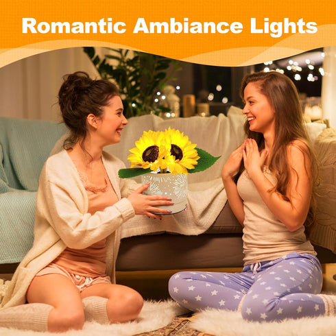 Lamp,3-Colour Dimming AMWGIMI Birthday Gifts for Women,Sunflower Flower Cordless LED Touch Table Infinitely