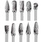 Double Cut Tungsten Carbide Carving Bits, 10 Pcs Rotary Burr Set for DIY Woodworking