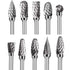 Double Cut Tungsten Carbide Carving Bits, 10 Pcs Rotary Burr Set for DIY Woodworking