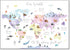 Vlejoy Pink Animal World Map Poster Print, 16x24in Canvas Wall Art for Girl's Bedroom & Classroom Decor