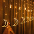 138 8.2ft 3.2ft 8 Dazzle Bright Ramadan Curtain String Lights, LED x Warm White Star Moon Lighting Modes Fairy Lights