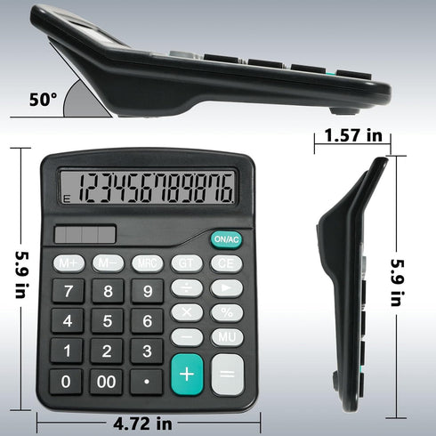 Desktop Calculator with Big Buttons, Dual Power Source, Solar and Battery, Large Display Screen for Office and