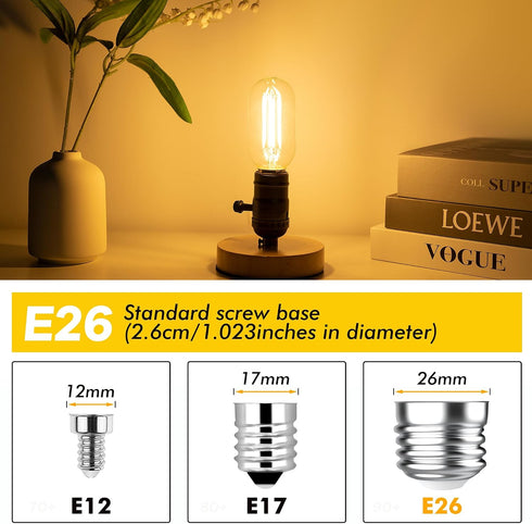 Dimmable E26 Bulbs 60Watt, 4.3 inches T45/T14 6W Bulbs, 900Lumen Bulbs,2700K Scones(2pcs) LED Edsion Tubular Light