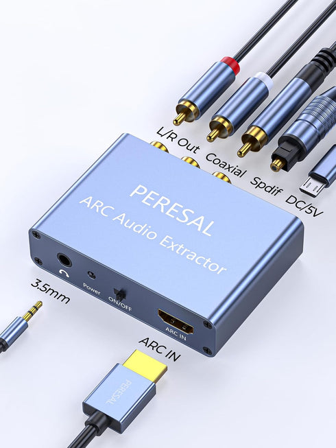 PERESAL 192KHz RCA+3.5mm HDMI ARC Audio Extractor with Optical Cable ARC Converter HDMI ARC to Optical TOSLINK SPDIF