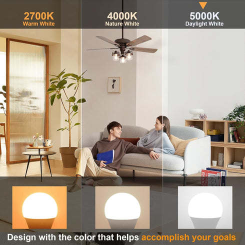 Bulbs, A15 Bulb, 60 E12 Bulbs, 5000K, 600LM, 80, Non-dimmable, 8 Pack comzler LED Ceiling Fan Light LED Light Watt