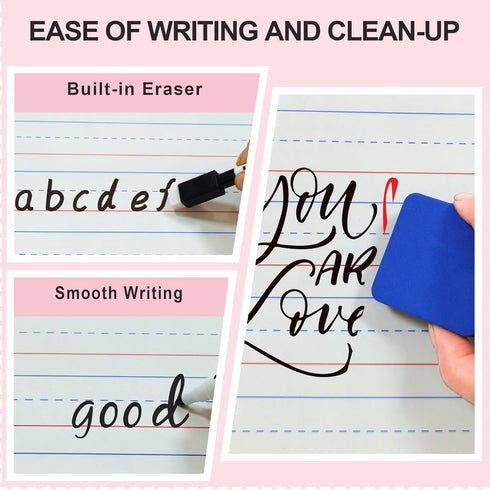 Set of 24 Dry Erase Boards for Kids, Double Sided Mini Whiteboards with Lines for Classroom Use, 9"x12"