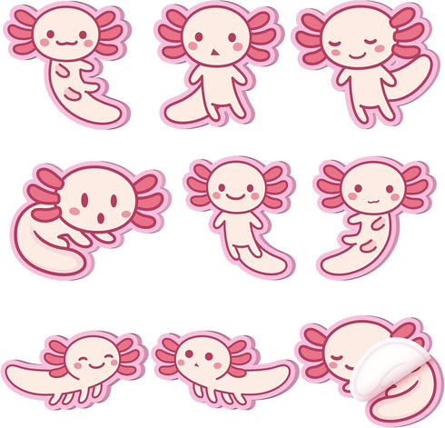 Nuenen 9 Pads Axolotl Sticky Notes, Cute Memo Pads, Kawaii Gifts, Cartoon Self Stick Pads, 30 Sheets/Pad for School