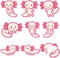 Nuenen 9 Pads Axolotl Sticky Notes, Cute Memo Pads, Kawaii Gifts, Cartoon Self Stick Pads, 30 Sheets/Pad for School