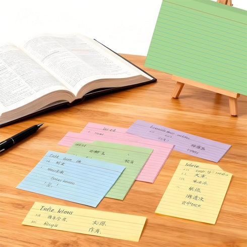 JINMIKEJI 5x7 Inch 50 Pack Colored Index Cards - Ruled Flash Cards for Students, Office & Home, Durable Study Note