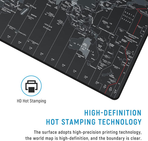 Extended Speed Gaming Mouse Pad, Large Size 35.4 X 15.7X 0.12 inches Desk Mat with Personalized World Map Design