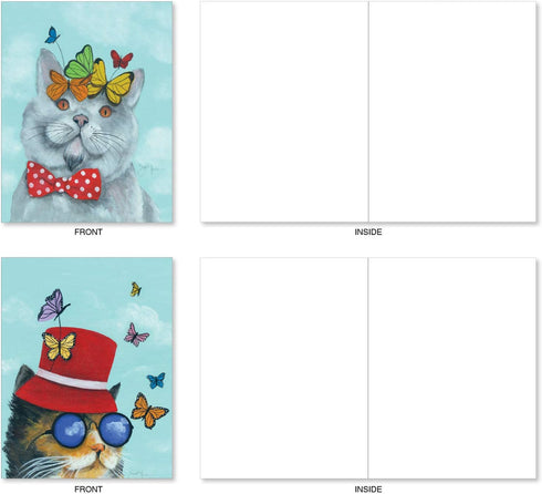 The Best Card Company 20 Assorted Blank Notes Bulk Box Set - 4 x 5.12 Inch with Envelopes (10 Designs, 2 Each)