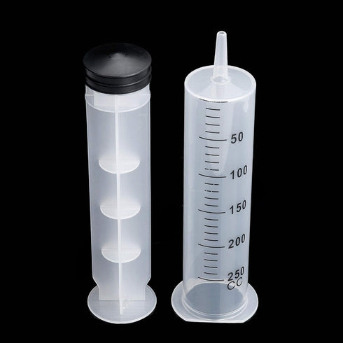 5pcs 250ml Large Syringe with Cap, Individually Sterile Sealed, Measuring Liquids, for Labs, Pets, Oil, Glue