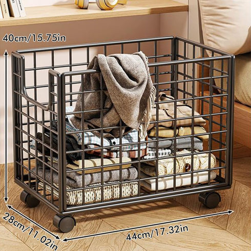 ETOYA 360 Rolling Wire Storage Basket, Metal Mesh Laundry Hamper Cart with Swivel Wheels, Multifunctional Mobile