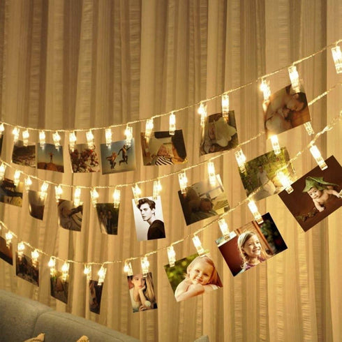 50LED 8 Dimmable 17FT Decute Photo Clips String Lights Holder Timer Function Modes with Remote, Fairy Starry Lights