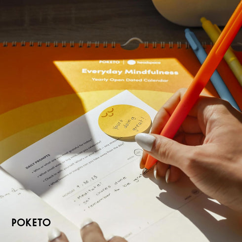 Poketo x Headspace Sticky Notes, 4 Shapes and Colors for Mental Notes, Stocking Stuffers for Teens, Art Supplies