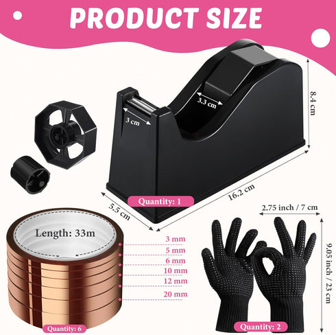 Kosiz 9 Pcs Heat Tape Dispenser Set, 1 Sublimation Tape Dispenser, 2 Heat Resistant Gloves, 6 Multi Size Tapes