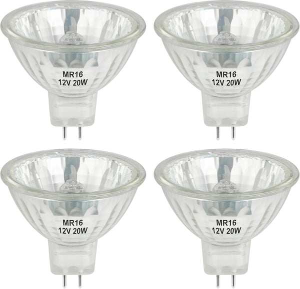 MR16 Halogen Bulb, 12V 20W, GU5.3 Bi-Pin Base, 2800K Warm White Dimmable for Desk Lamp, Track Light (Pack of 4)