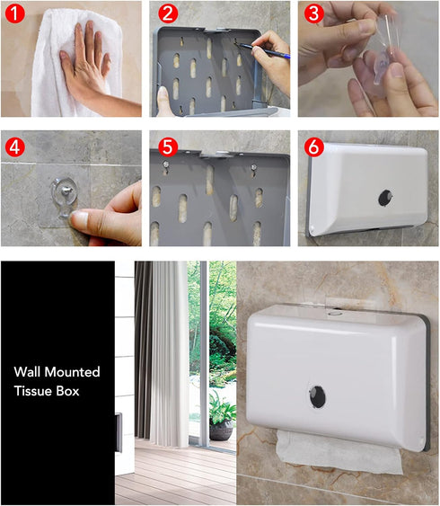 MUNEFE Paper Towel Dispenser, Wall Mount Tissue Dispensers, Wall Mount ABS Paper Towel Holder for Lounges Toilet