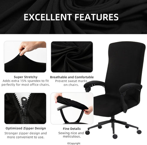 Water Resistant Stretch Computer Office Chair Cover with Armrest Covers, Durable Zipper Universal Washable Removable