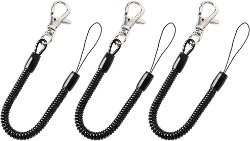 uxcell Retractable Coil Springs Lanyard, 3 Pcs Keychain Cord Holder Strap with Lobster Claw Clasps, Anti-Theft Security