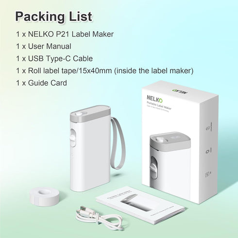 Label Maker Machine with Tape, P21 Bluetooth Label Printer, Wireless Mini Label Maker for Organizing Home