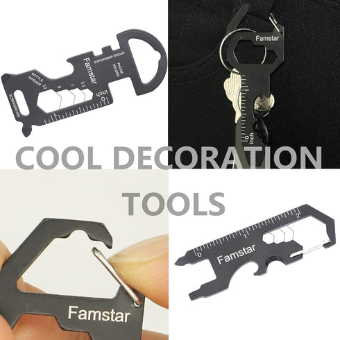 Keychain Multi-tool 3 Pack, Metal Pocket Tool for Men, Portable Rust-Free Multi-Function Wrench, 19 in 1