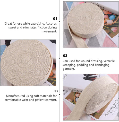 2rolls High Elastic Cotton Stockinette Tubular Bandages for Comfortable Pre-wrap and Dressing Versatile Use Under