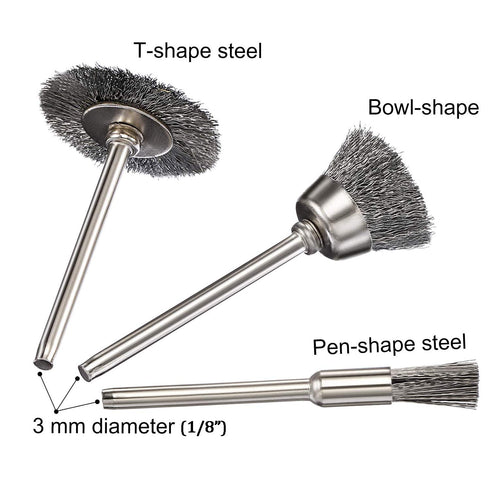 30Pcs Stainless Steel Wire Brushes Wheel Cup Pen Cleaning Brush Set Polishing Attachment Kit for Grinder Rotary Tools 1/8 inch Shank (Cup Pen Cleaning Brush Set)